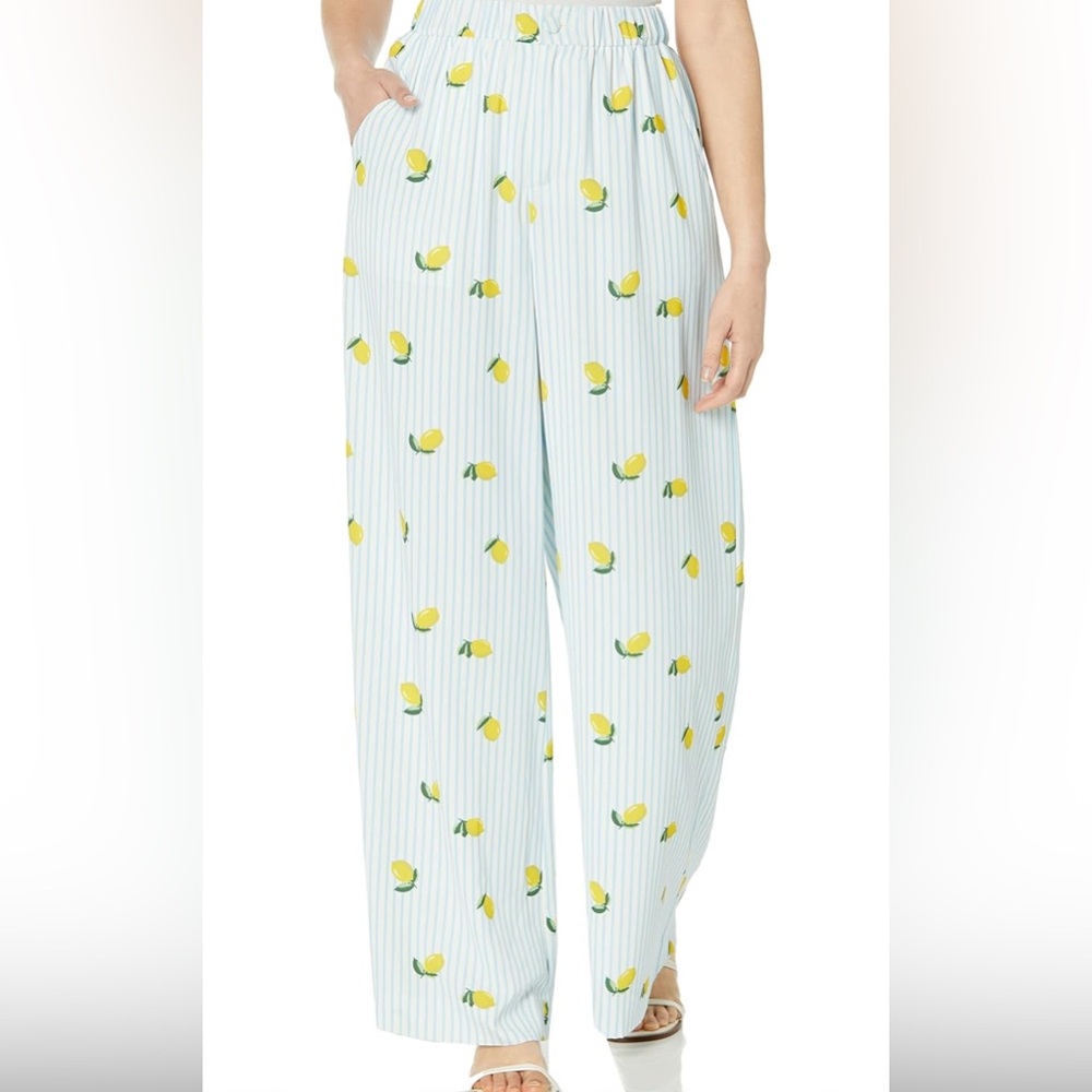 The Drop Women's Lemon Print Silky Pull-On Pants by @carolinecrawford Size 3x